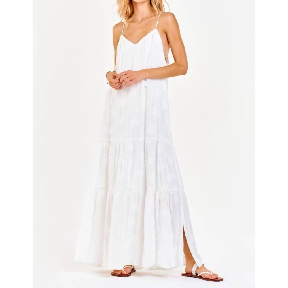 Dear John White Tiered Maxi Dress with Side Slit